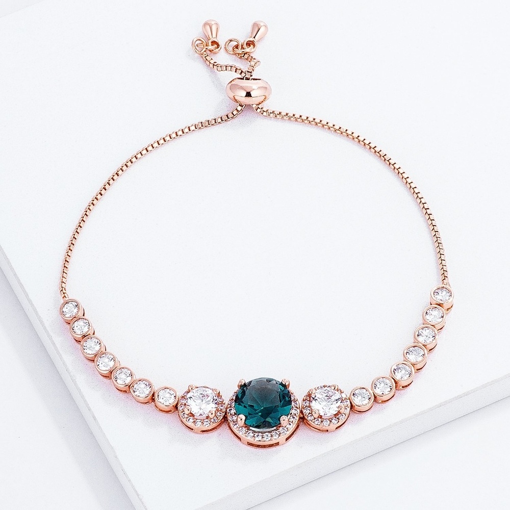 Adjustable Rose Gold Plated Graduated CZ Bolo Styl